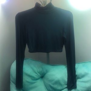 Dark Navy Blur TurtleNeck Crop Top